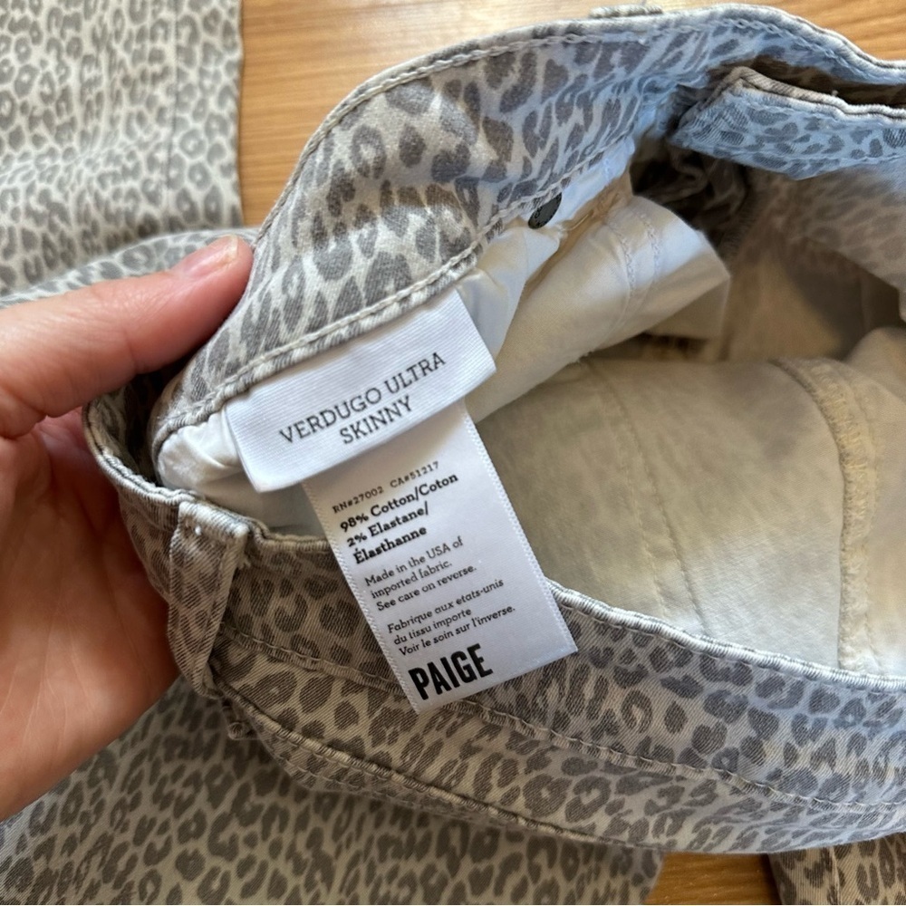 Paige verdugo ultra skinny cheetah animal print gray denim jeans size 32 cotton - Picture 6 of 8
